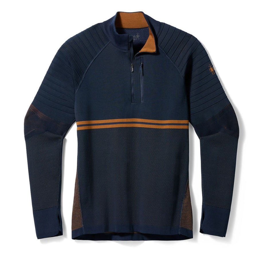 Men Smartwool Shirts | M'S Intraknit Tech 1/4-Deep Navy Fox Brown