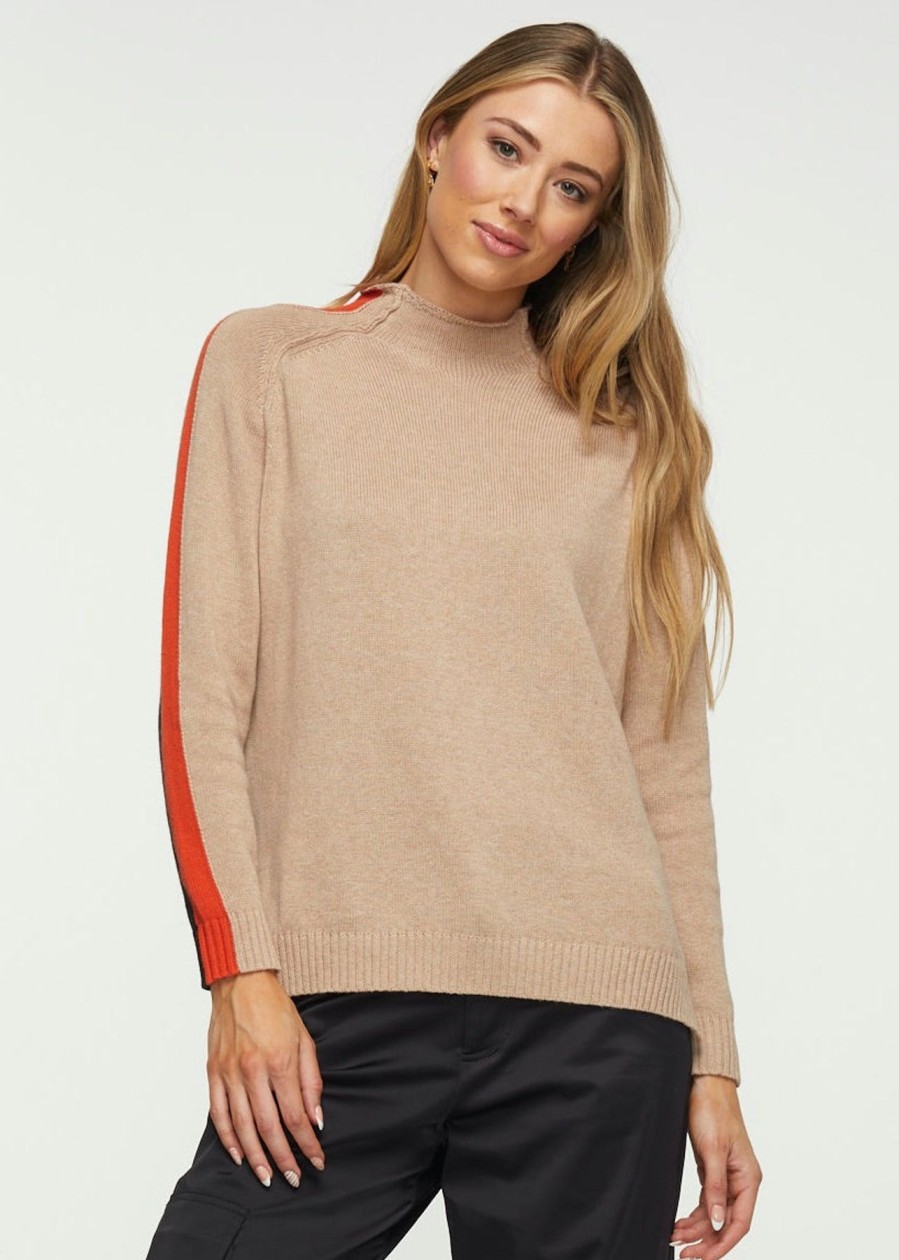 Women Zaket & Plover Sweaters | W'S Contrast Funnel Neck-Oat