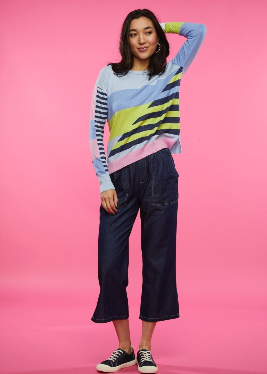 Women Zaket & Plover Sweaters | W'S Diagonal Stripe Sweater-Sky