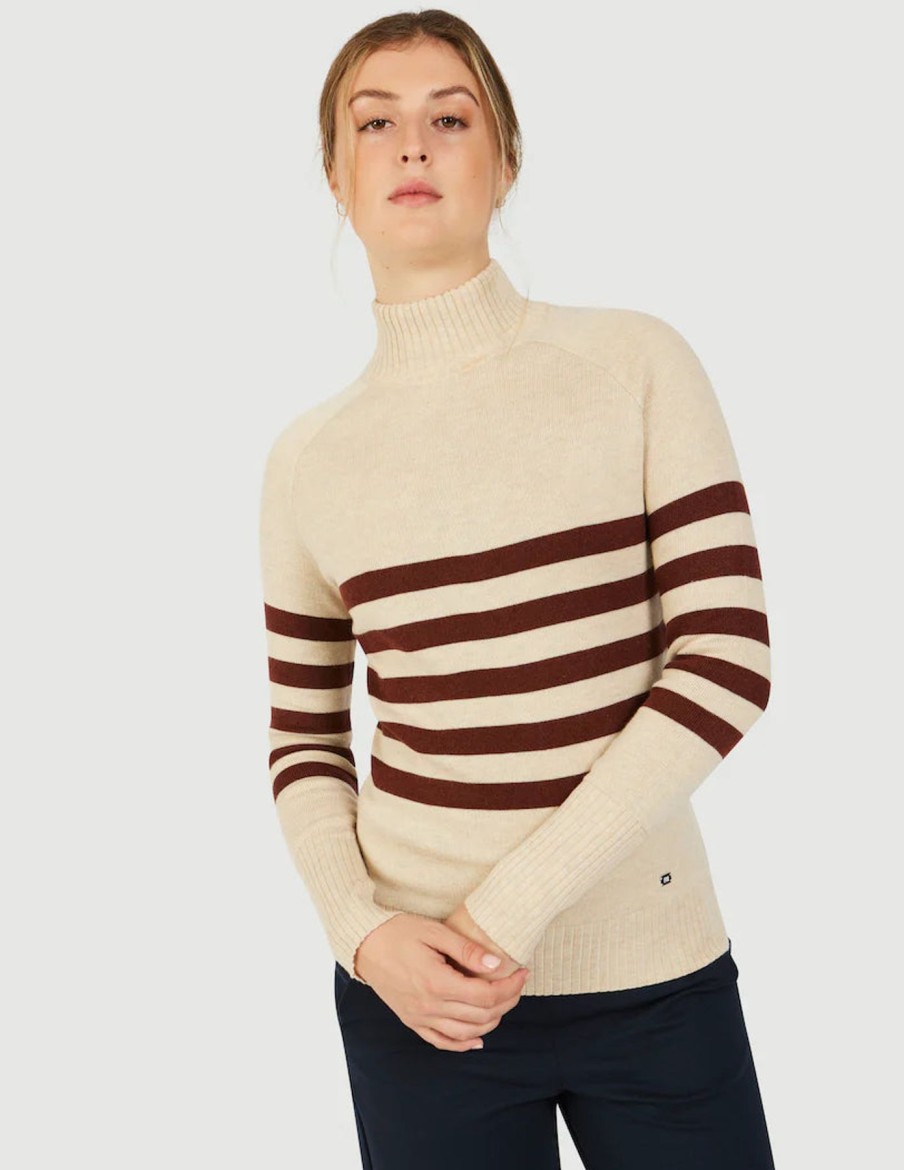 Women FIG Shirts | W'S Lugano Fitted Top-Sesame Heather Stripe